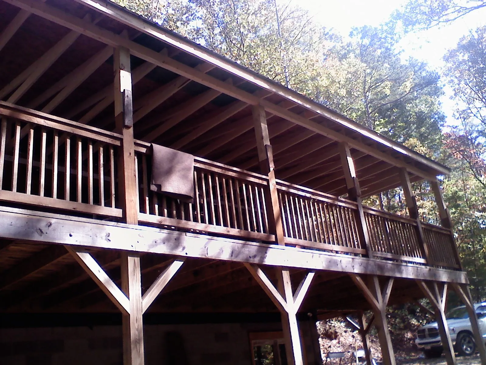 Timber framing under a new elevated porch and deck — Roof Leak Repair in Strasburg by Roofing Brothers